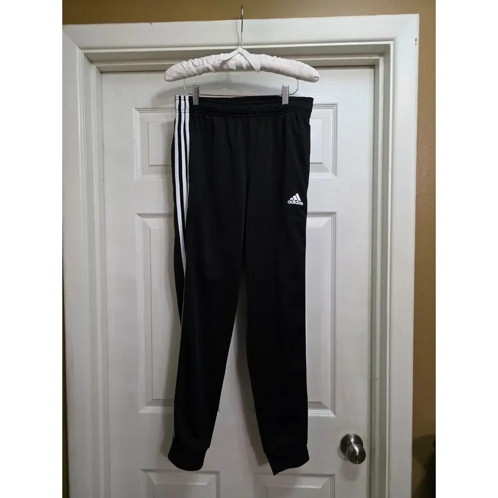 Adidas 3 Stripe Joggers Black Medium Athletic Track Pants - Picture 2 of 6